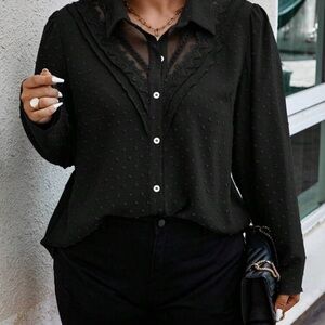 SHEIN Black Sheer Lace Blouse
